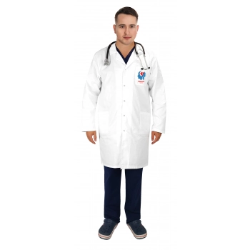 Fartuch medyczny lekarski męski długi rękaw z grafiką "Twoje zdrowie" + twój tekst